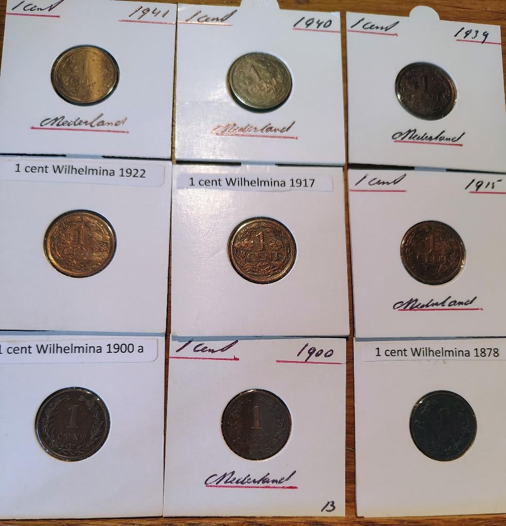 9 oude centen Nederland, Ophalen of Verzenden, Koningin Juliana, 1 cent