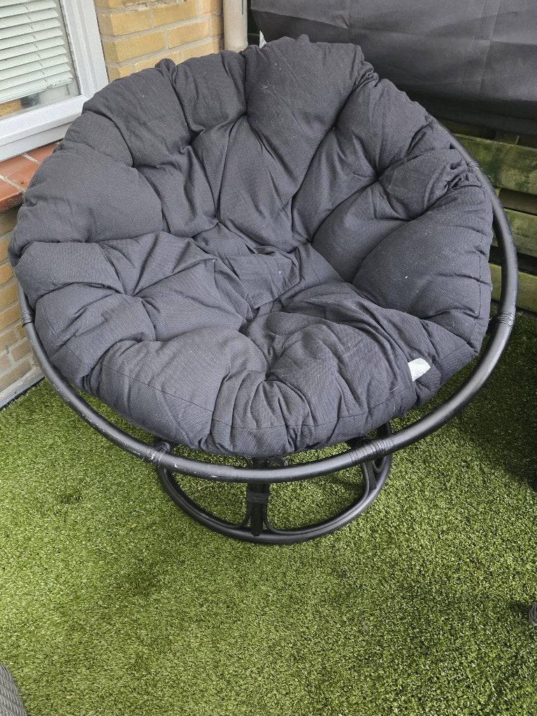 Te Koop  Loungestoel Papasan bruin rotan, Ophalen, Zo goed als nieuw, Rotan