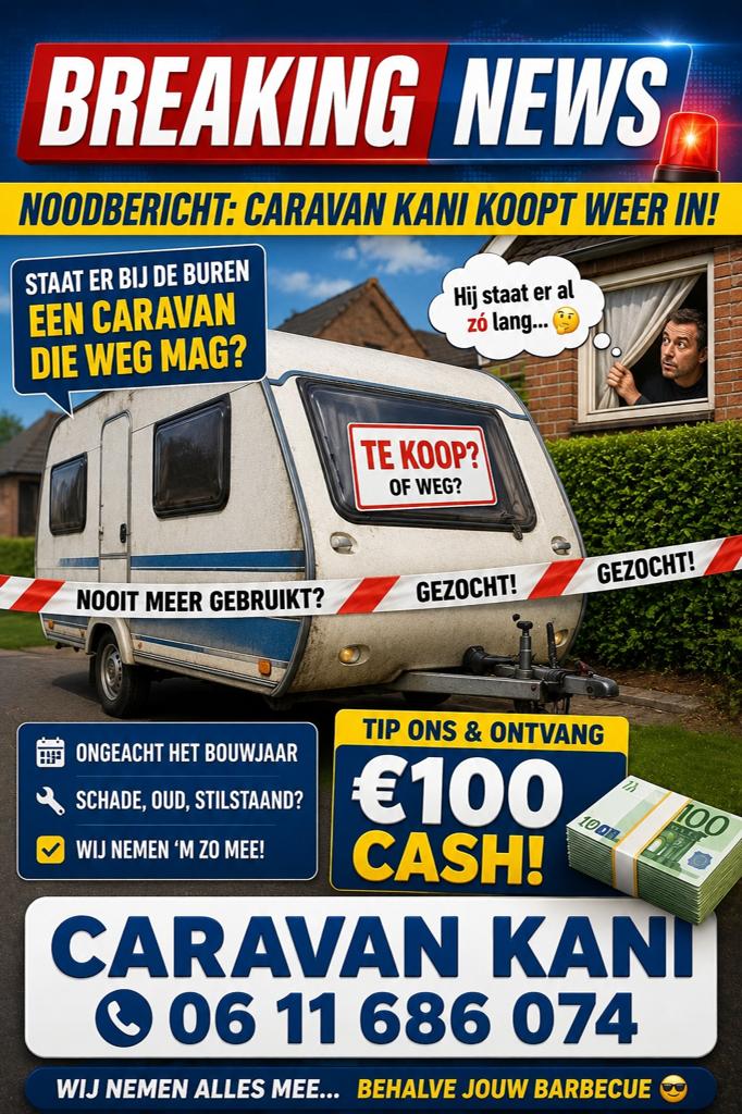 CARAVAN VERKOPEN? DIRECT BOD | OUD • SCHADE • STILSTAAND, Caravans en Kamperen, Caravans, Bedrijf, Schokbreker