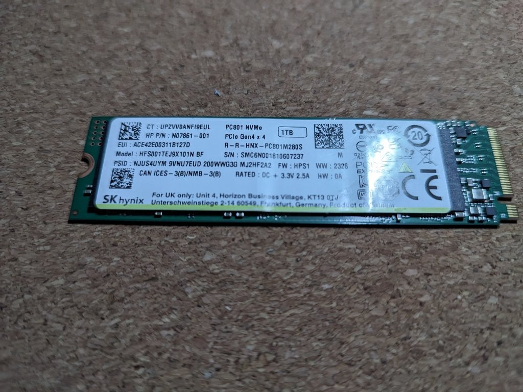 SK Hynix NVME 1TB PC811 PCIe 4.0, Ophalen of Verzenden, Zo goed als nieuw, Laptop, Overige aansluitingen