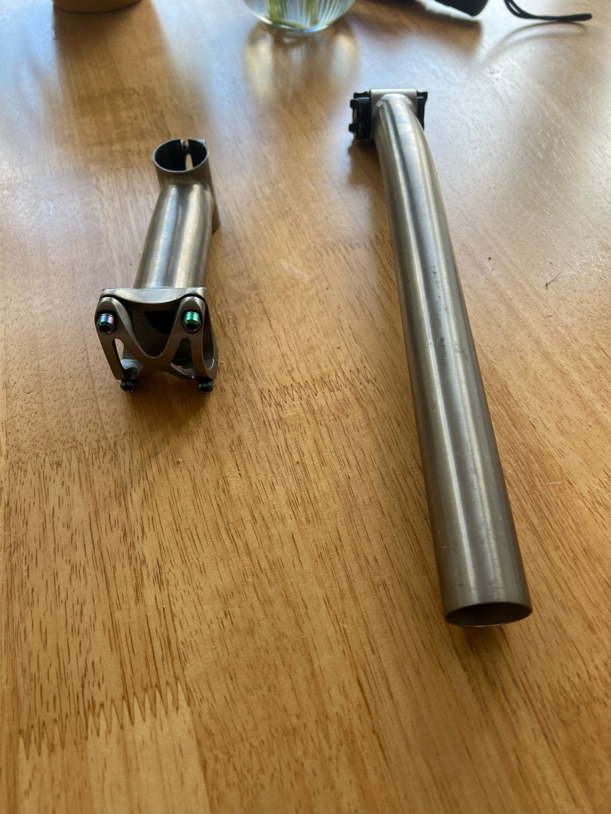 Titanium Stuurpen en Zadelpen Set, Ophalen, Racefiets, Gebruikt, Titanium
