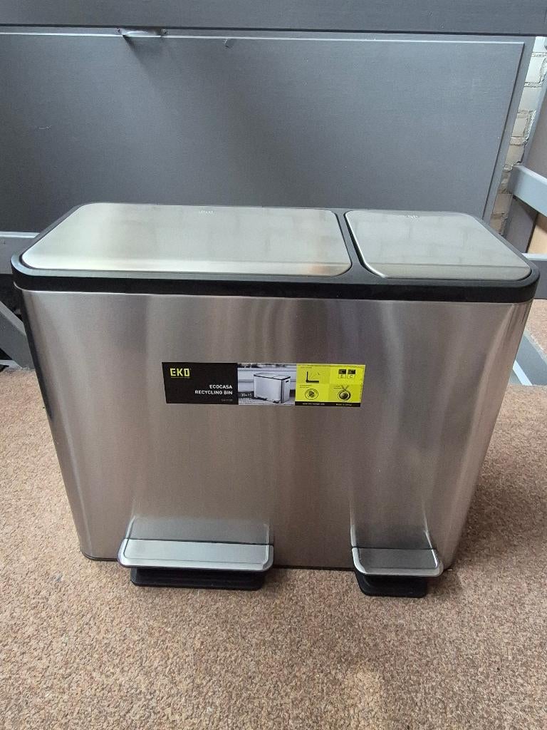 Pedaalemmer Eko Ecocasa RVS mat 30 + 15 liter, Huis en Inrichting, Woonaccessoires | Prullenbakken, Ophalen, Met pedaal, 40 liter of meer
