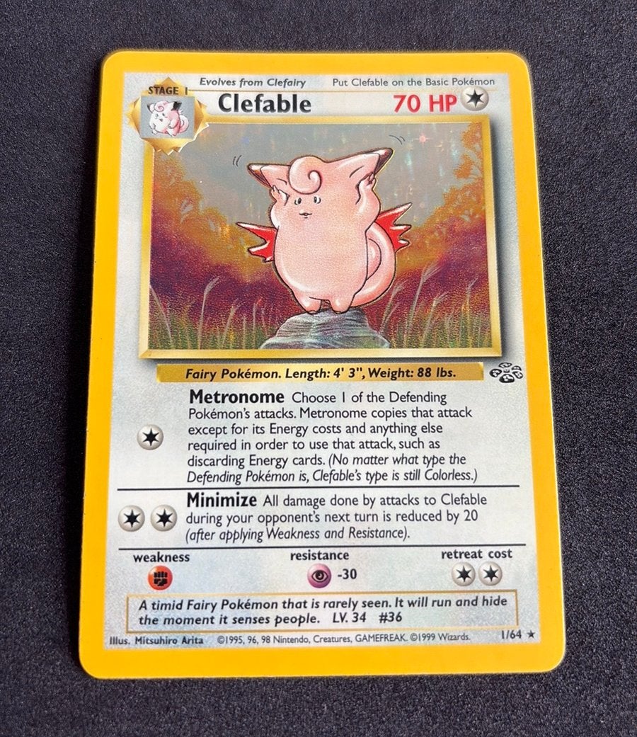 Clefable Jungle Unlimited Holo Pokemon, Ophalen of Verzenden, Zo goed als nieuw, Losse kaart, Foil