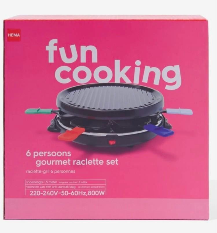 Hema Fun Cooking 6-persoons gourmet raclette set, Witgoed en Apparatuur, Gourmetstellen, Ophalen of Verzenden, Nieuw, 4 t/m 7 personen