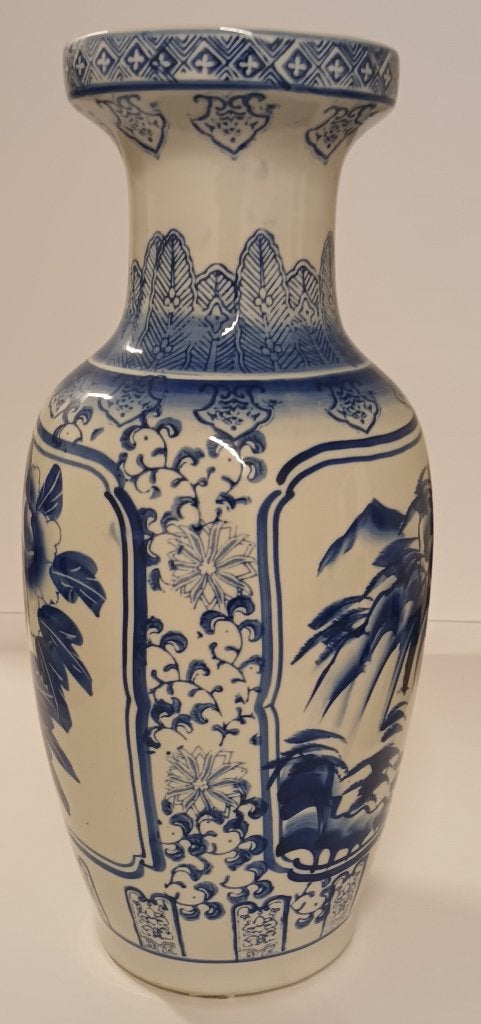 Large Chinese vaas - Blauw-wit porselein met berglandschap, Ophalen