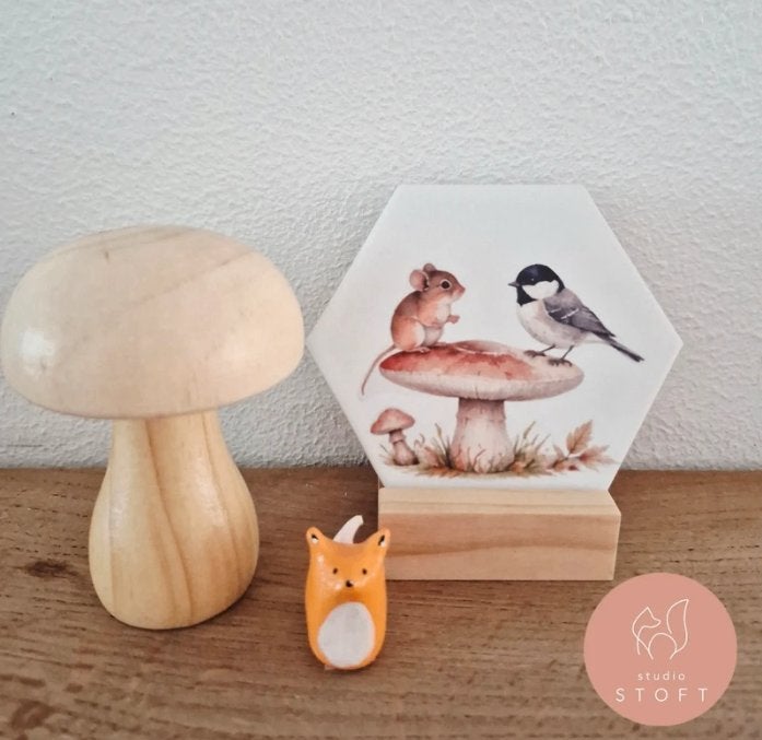 Tegeltje - Studio Stoft - Muis & Koolmeesje, Verzenden, Nieuw, Steen/keramiek, Wandtegel
