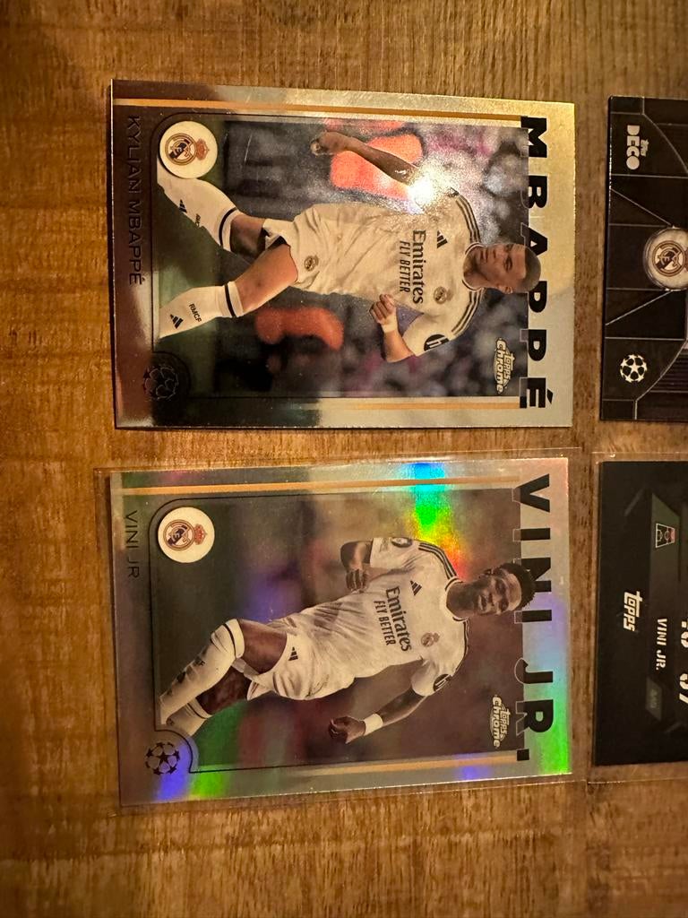 Real Madrid Mbappe & Vini Jr Topps Chrome & Deco kaarten, Ophalen of Verzenden, Nieuw, Buitenlandse clubs, Spelerskaart