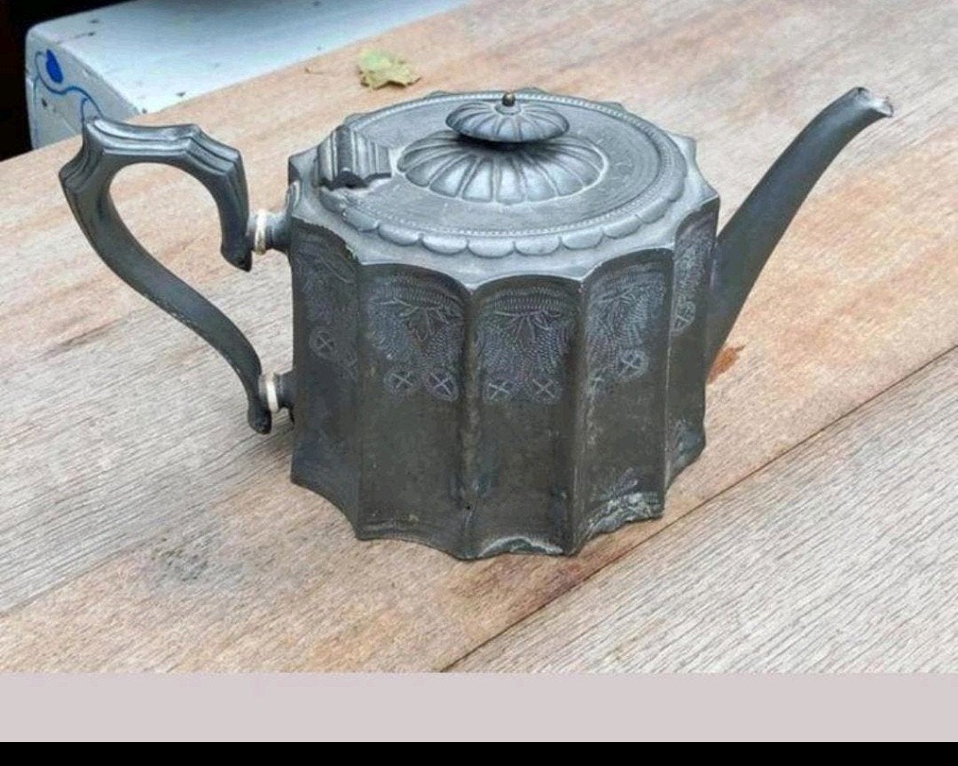Antieke tinnen theepot - Decoratief en Uniek, Ophalen of Verzenden