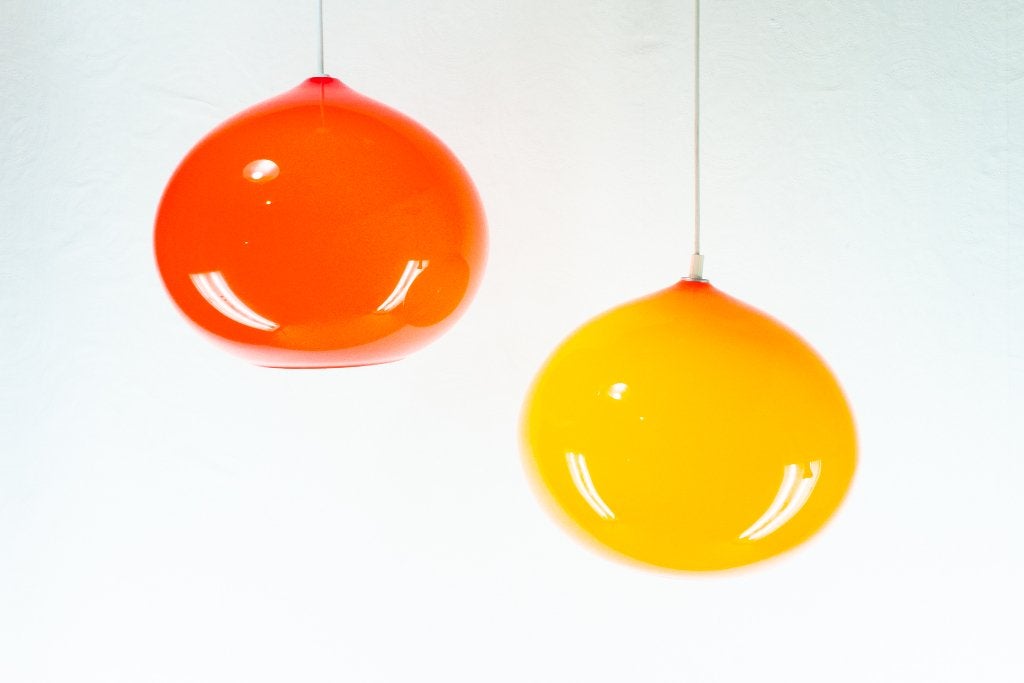 oranje glazen lamp Onion Pianon Vistosi Italië 33cm 60s 70s, Huis en Inrichting, Vistosi, Gebruikt, Mid century, -