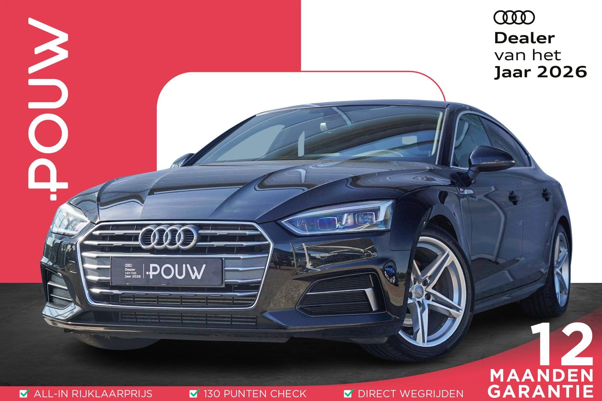 Audi A5 Sportback 40 TFSI 190pk Pro Line Plus | Smartphone I, Stof, Gebruikt, 1984 cc, Zwart
