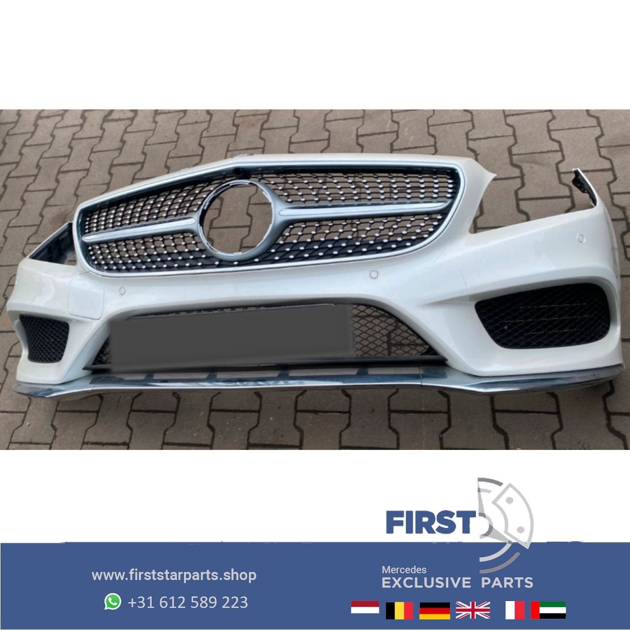 W218 CLS AMG FACELIFT VOORBUMPER COMPLEET ZWART WIT GRIJS Me, Gebruikt, -, Voor, Ophalen of Verzenden