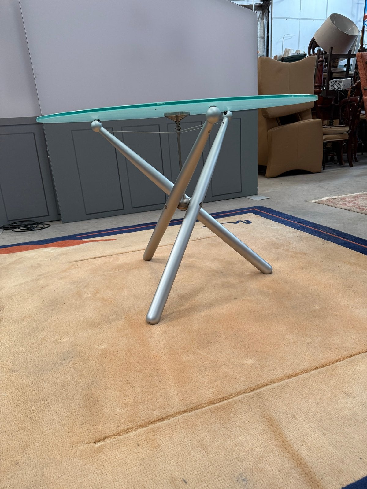Cattelan itallia glazen design verstelbaar in hoogte, Huis en Inrichting, Tafels | Eettafels, Ophalen, 100 tot 150 cm, ., Rond