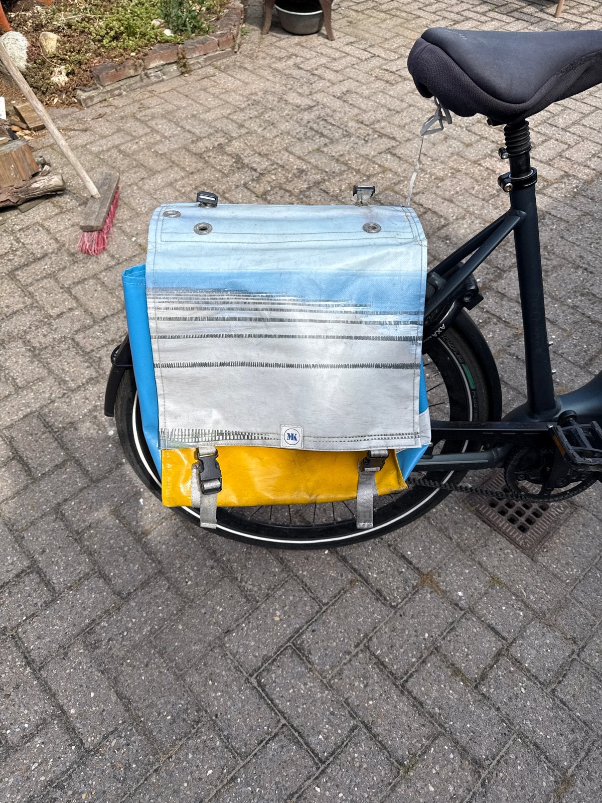 Mooie canvas fietstas met strandprint, Ophalen, Gebruikt