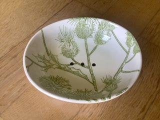 Tranquillo zeep schaaltje zeepbakje floral groen keramiek, Ophalen, Overige merken, Nieuw, Zeepdispenser/zeepbakje