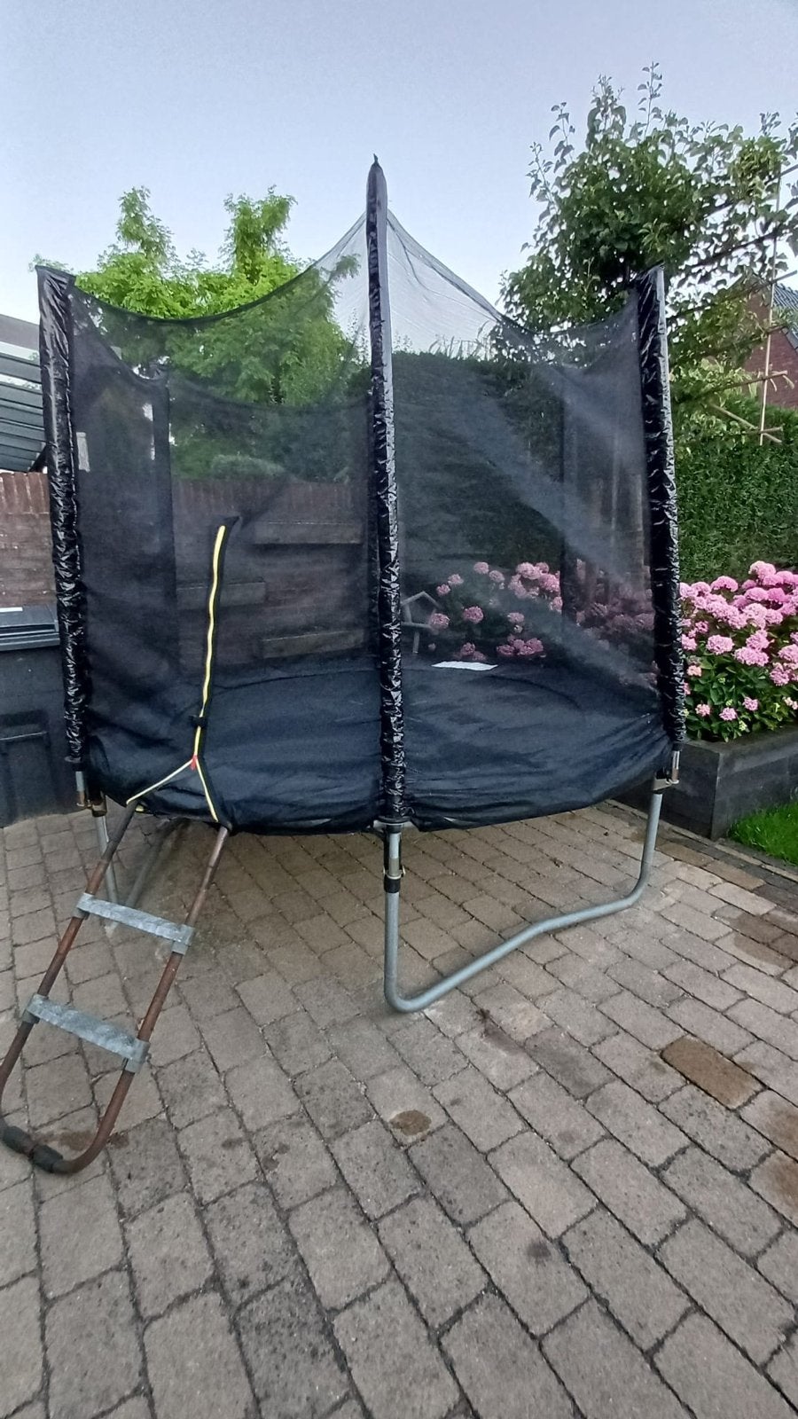 Trampoline met veiligheidsnet en ladder, Ophalen, Gebruikt