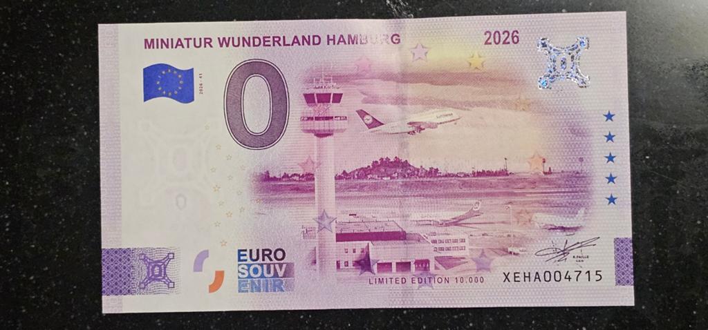 0 euro biljet Miniatur Wunderland Hamburg 2026, Postzegels en Munten, Bankbiljetten | Europa | Eurobiljetten, Ophalen of Verzenden