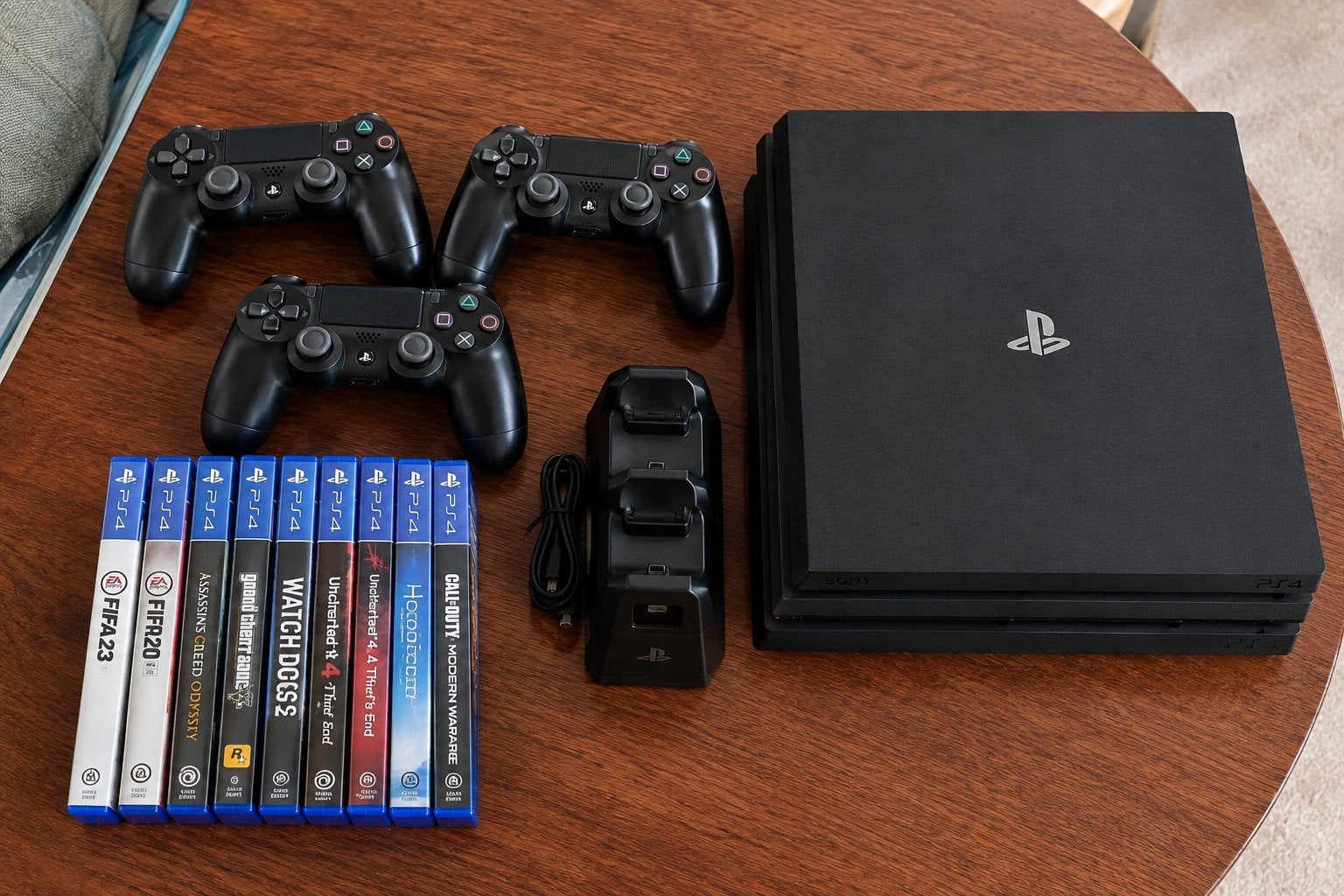 PlayStation 4 Pro 1TB met 3 controllers en 9 games, Met games, Ophalen of Verzenden, Zo goed als nieuw, 1 TB