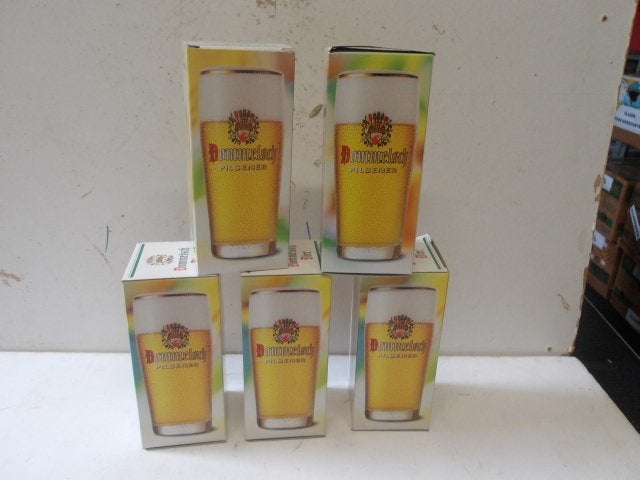 Dommelsch bier glazenset (nr.2) 5 st. fluitjes, Ophalen of Verzenden, Nieuw, Glas of Glazen, Dommelsch