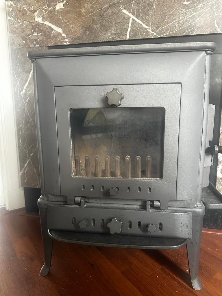 Twee marmeren schouwen en Dovre kachel uit jaren '30 huis, Ophalen, Gebruikt, Houtkachel, Vrijstaand