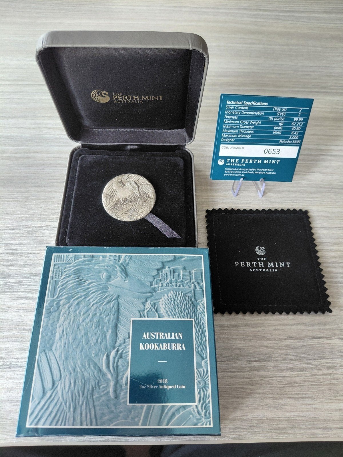 2018 Australia Kookaburra Antique Relief 2 oz zilver 0.999, Ophalen of Verzenden, Zilver