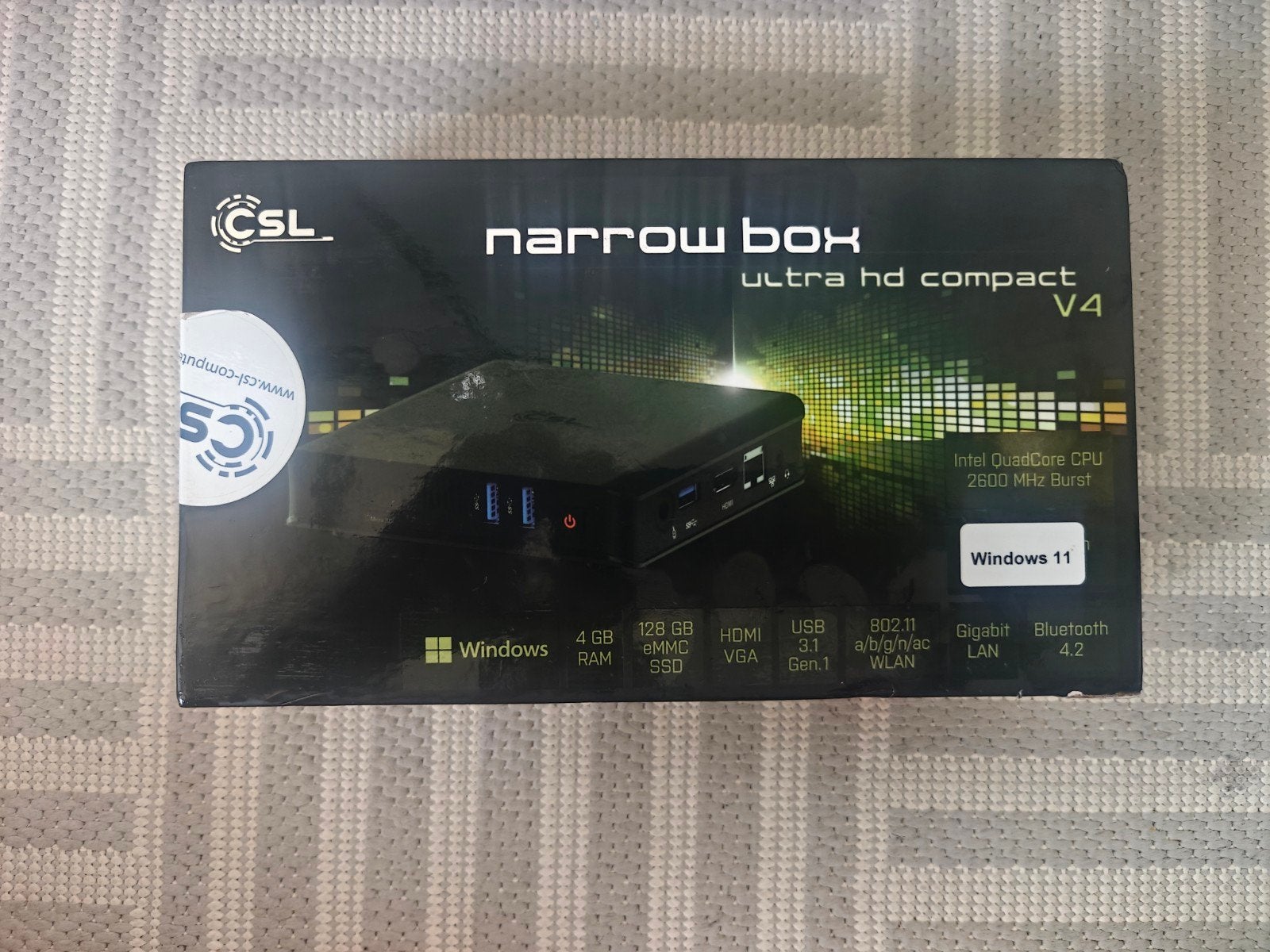 CSL Narrow Box Ultra HD Compact V4 Mini-PC, Intel Celeron N4100, 2 tot 3 Ghz, Nieuw, Ophalen of Verzenden