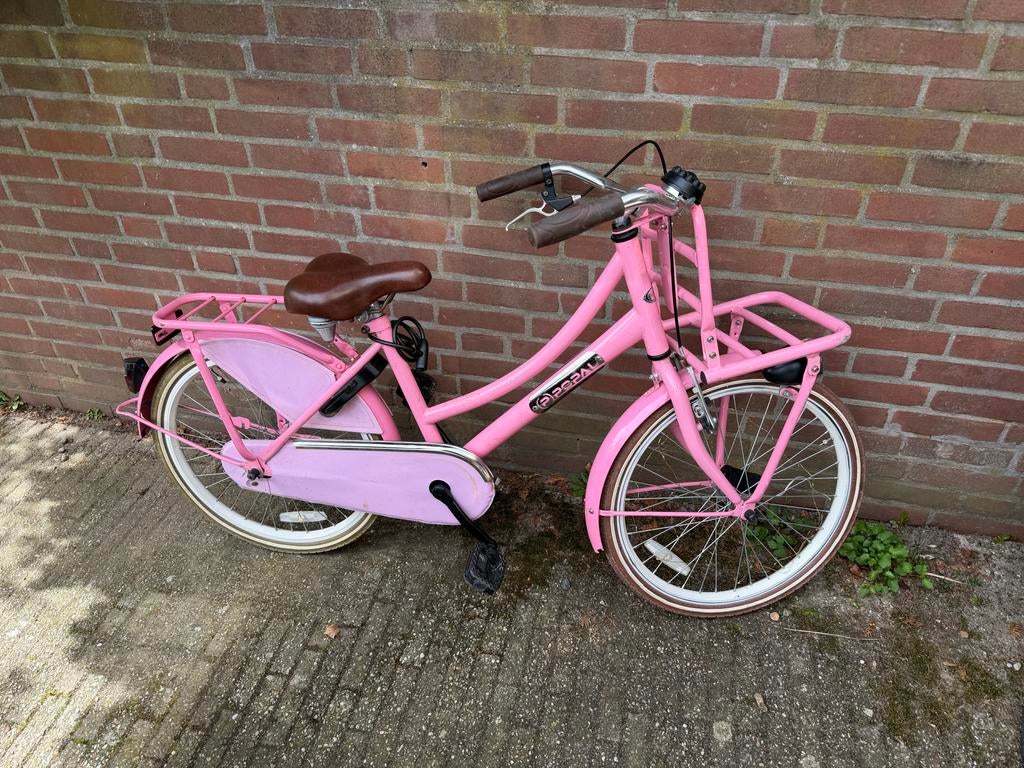 Roze Meisjesfiets 22 inch met voordrager, Ophalen, Zo goed als nieuw, 22 inch, Handrem