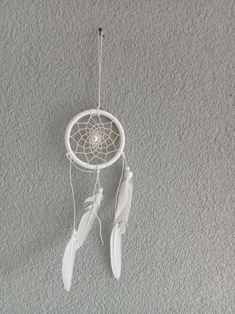 Witte dromenvanger met veren, Boho, Ophalen of Verzenden, Zo goed als nieuw, Wit
