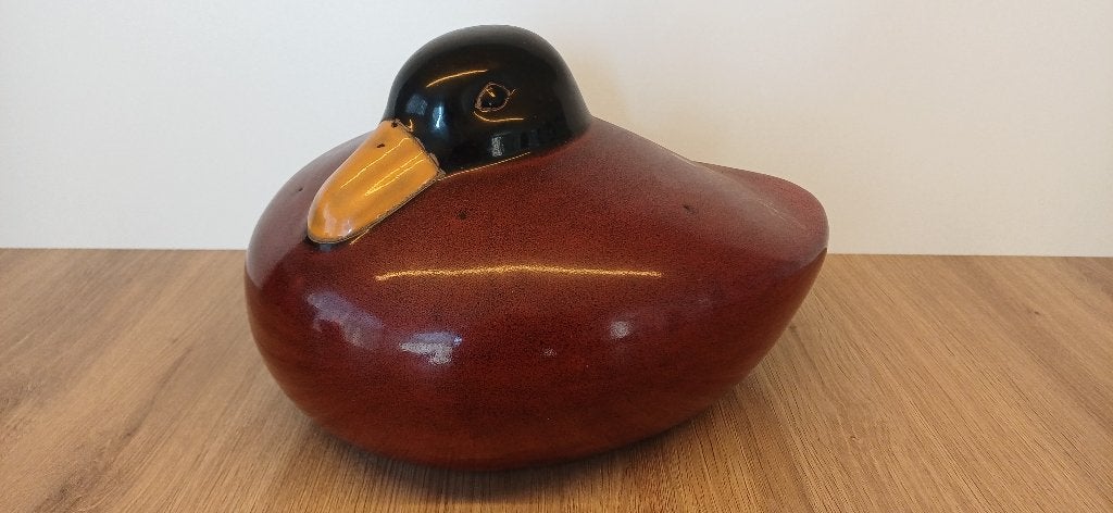 Gestileerde keramische eend met rood-bruin glazuur, Ophalen, Zo goed als nieuw, Dier
