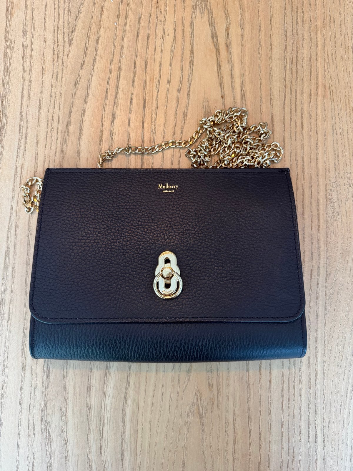 Mulberry Amberley Clutch - Zwart Leer, Ophalen of Verzenden, Zo goed als nieuw, Zwart, Schoudertasje