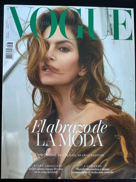 Vogue España Oktober 2016 - Cindy Crawford, Ophalen of Verzenden, Zo goed als nieuw, Glossy