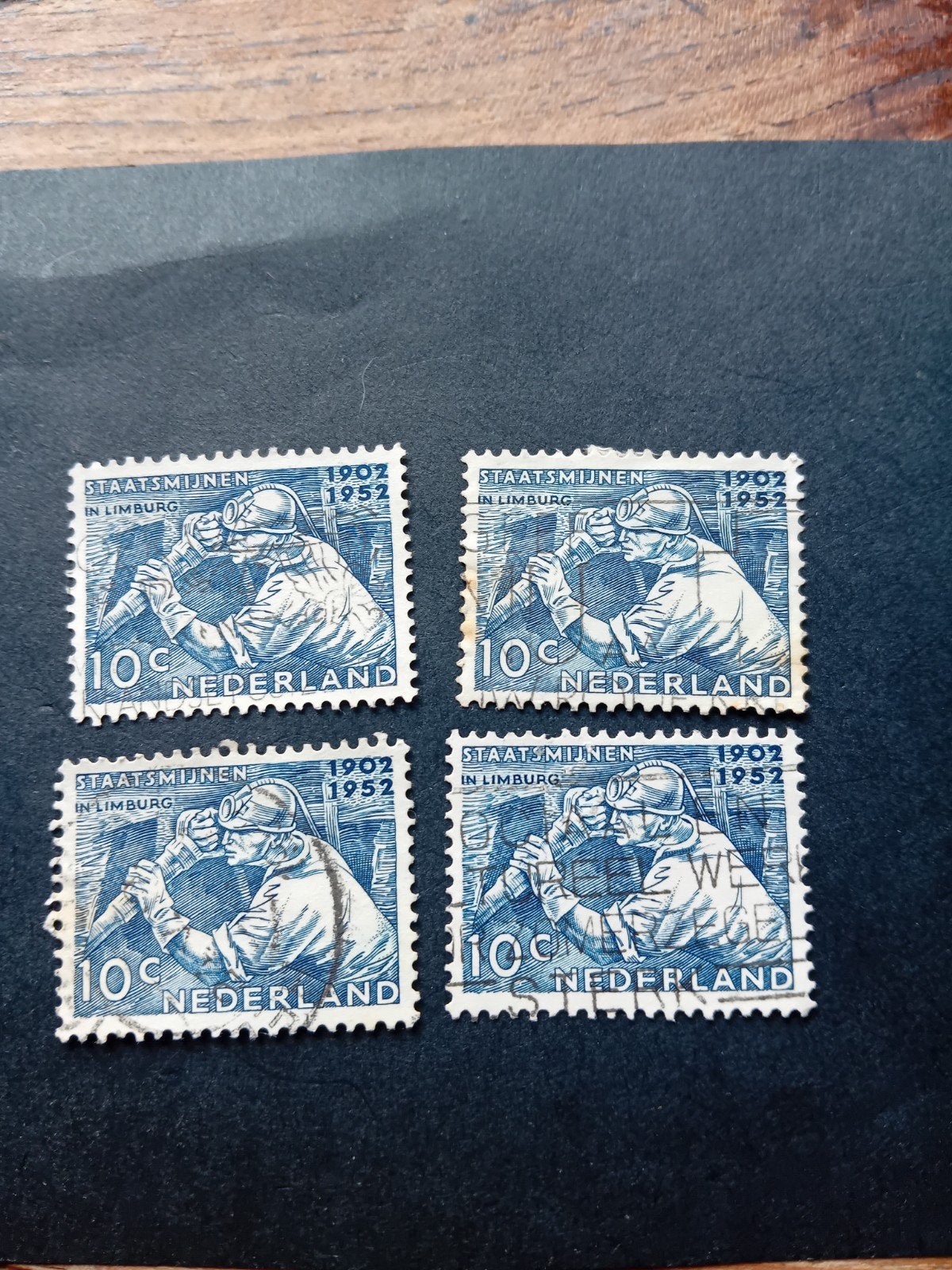 Nederland Staatsmijnen 1902-1952 postzegels (4 stuks), Ophalen of Verzenden, Na 1940, Gestempeld