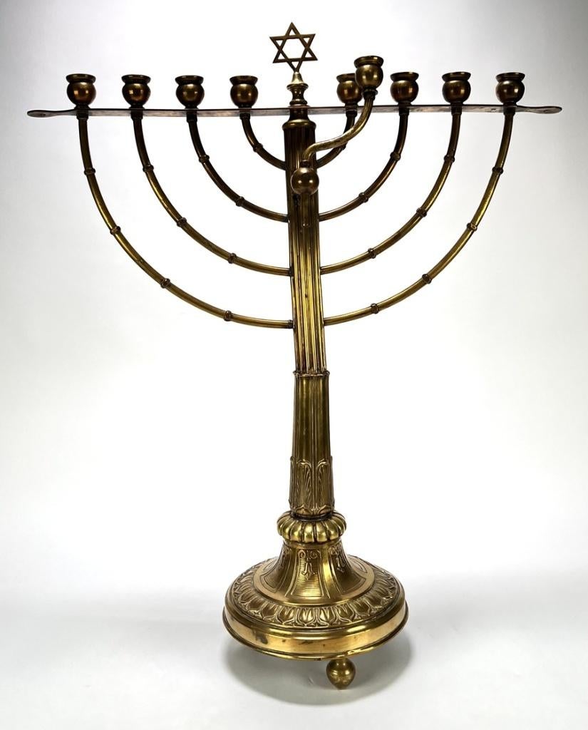 1261. Messing chanoekia met Davidster, ca. 1950, Ophalen of Verzenden
