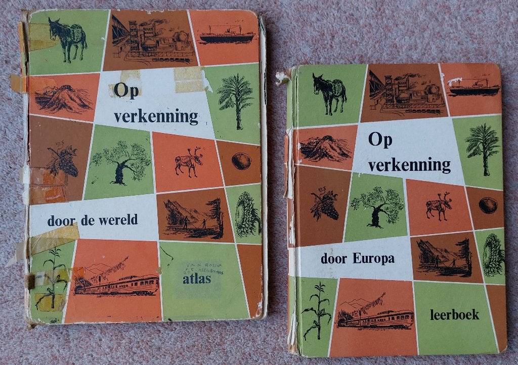 Op verkenning - leerboek door Europa + atlas door de wereld, Antiek en Kunst, Ophalen of Verzenden