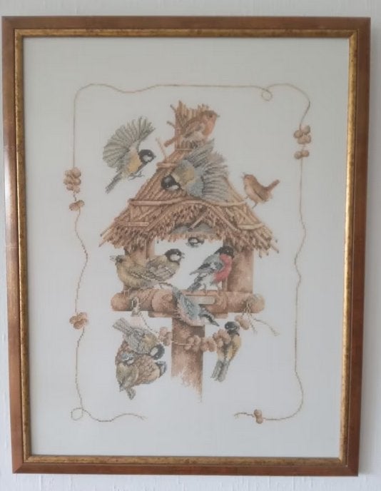 Marjolein Bastin geborduurd beeld met vogels, Oosterveldweg 15, 7274 DZ, Verzenden, Overige typen, Zo goed als nieuw