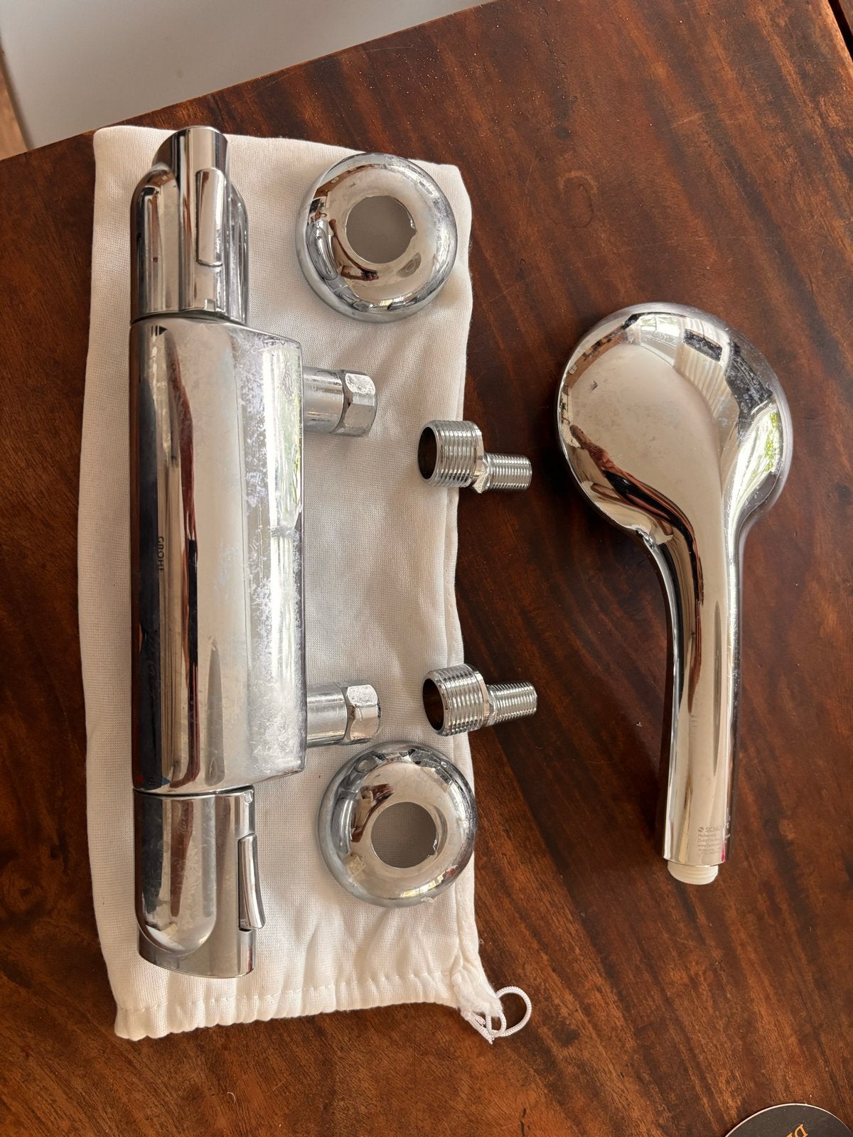 Grohe thermostaatkraan en Schutte douchekop, Ophalen of Verzenden, Gebruikt, Chroom, Douche