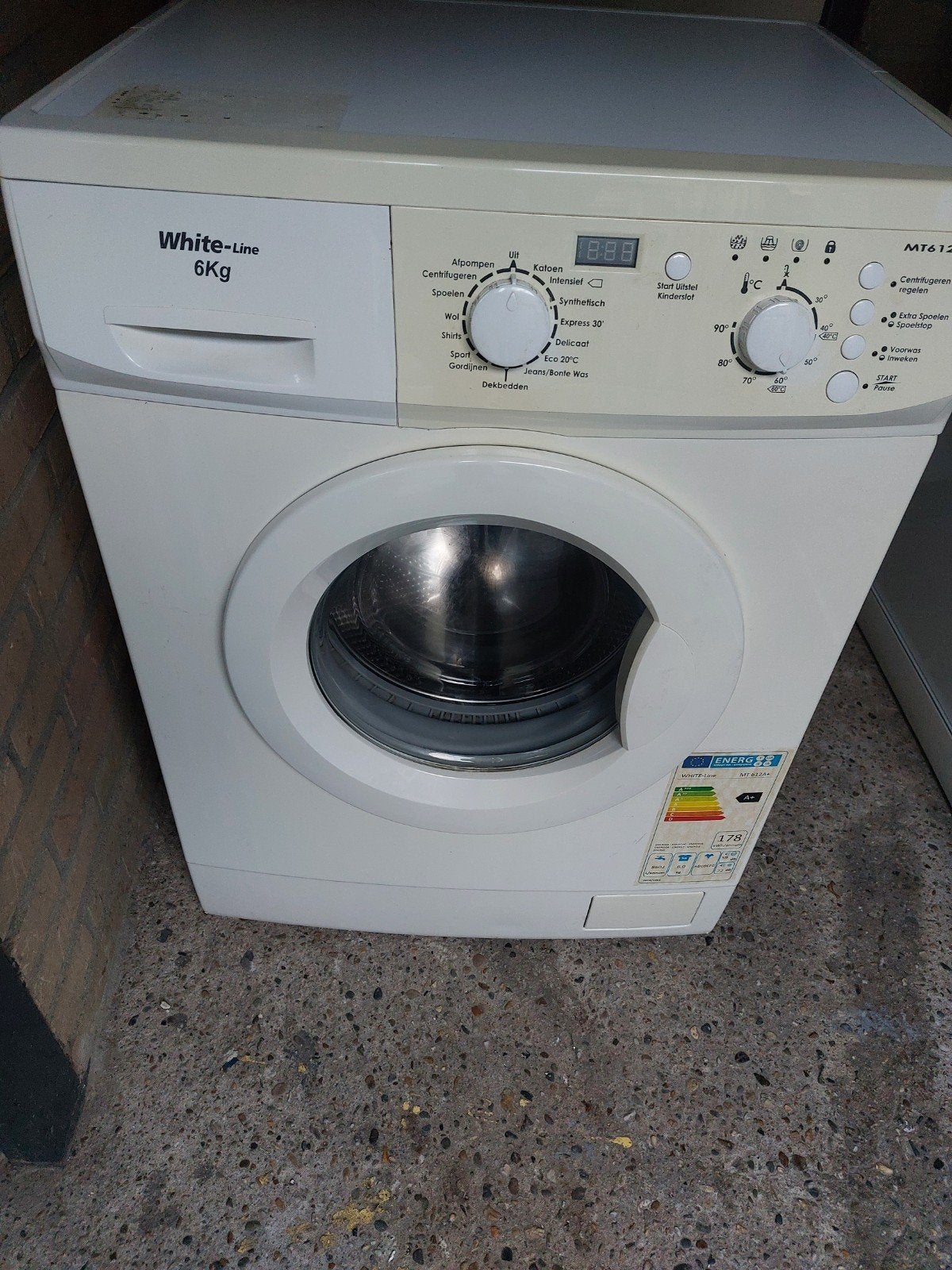 White-Line MT612A+ Wasmachine 6kg A+, 4 tot 6 kg, Ophalen of Verzenden, 85 tot 90 cm, Minder dan 1200 toeren