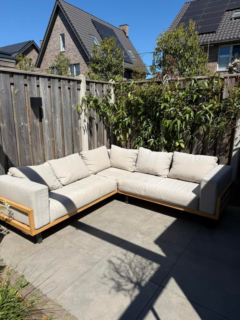 Mooie loungebank, met veel kussens, Tuin en Terras, Tuinsets en Loungesets, Ophalen, 5 zitplaatsen, Gebruikt, Aluminium