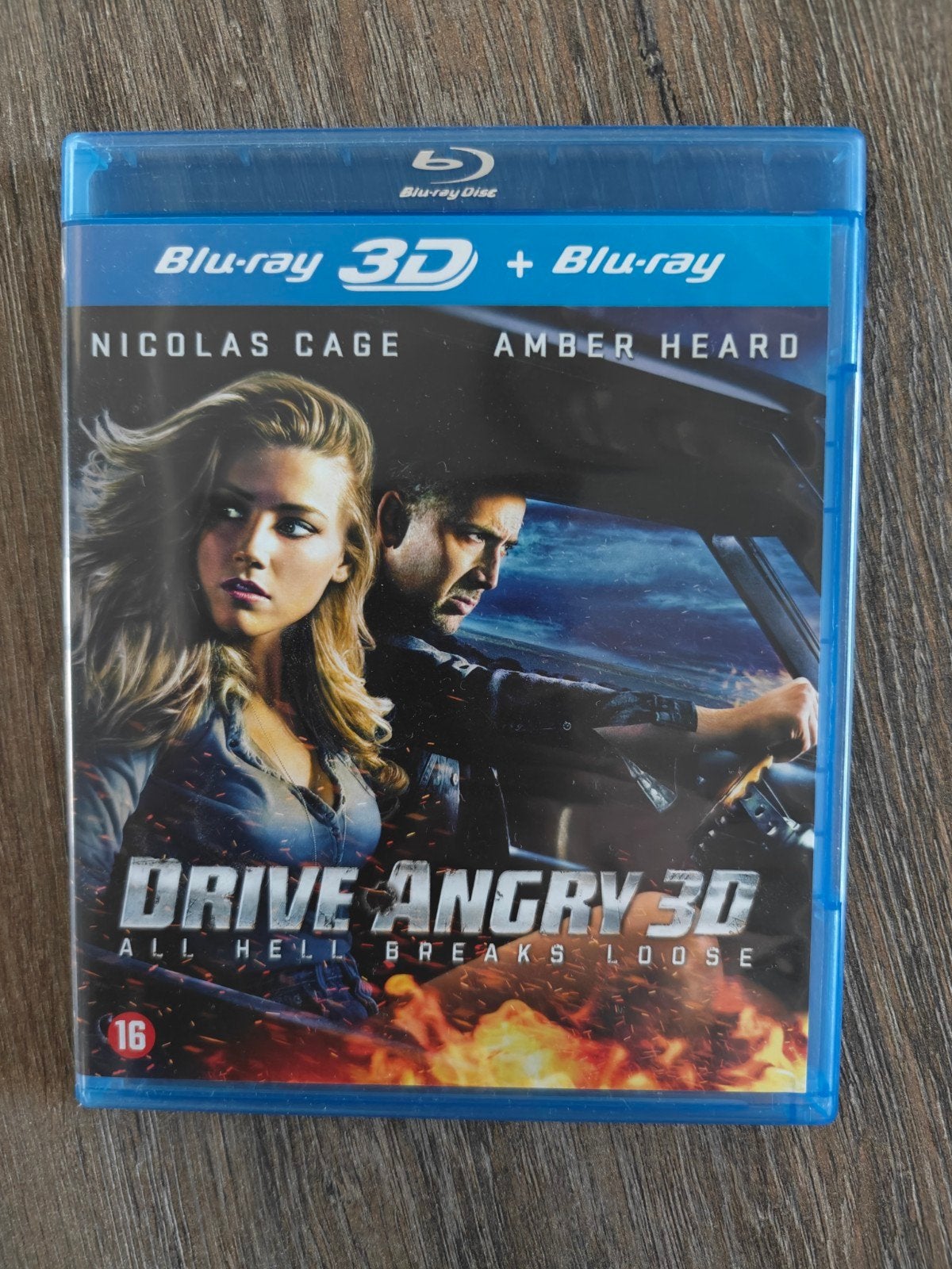 Drive Angry 3D Blu-ray - Nicolas Cage & Amber Heard, Ophalen of Verzenden, Zo goed als nieuw, Actie