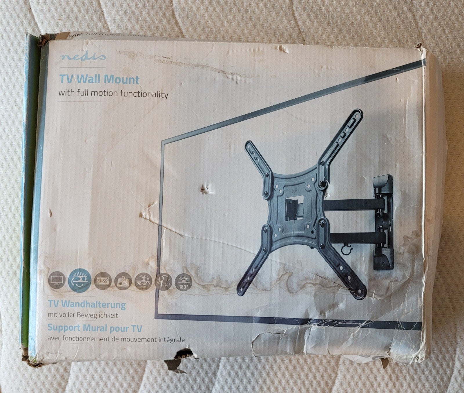 Nedis TVM1530BK TV Muurbeugel Volledig Bewegelijk, Ophalen of Verzenden, Nieuw