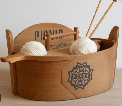 Tejne vintage Deense picnicmand decoratief breimand, Ophalen of Verzenden