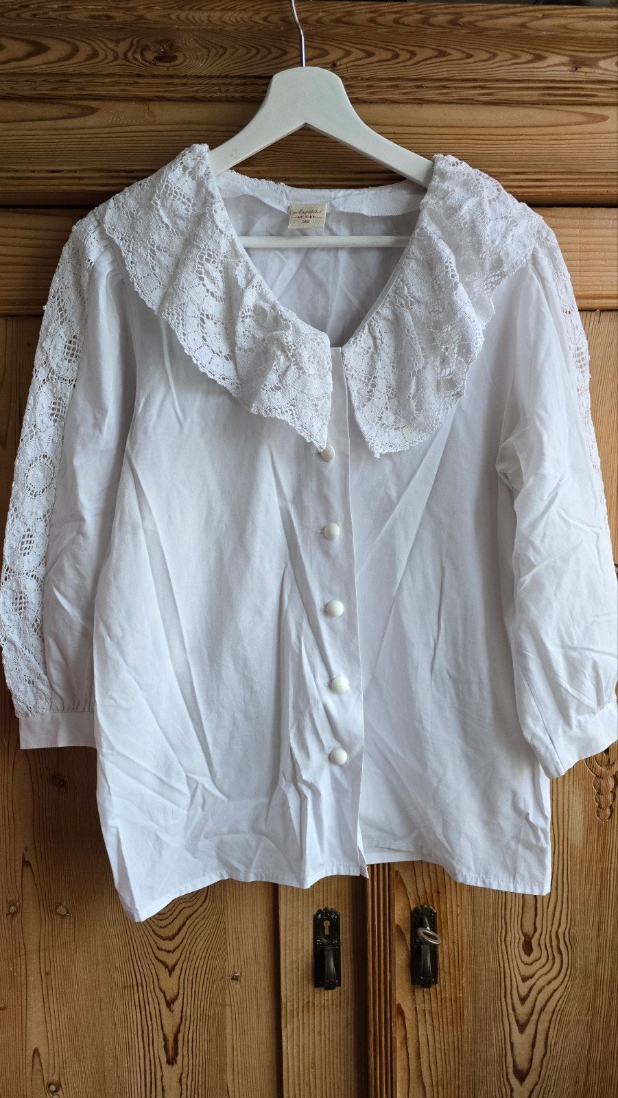 Blouse wit met kant maat 38, Maat 38/40 (M), Angelika Moden, Wit, Ophalen of Verzenden