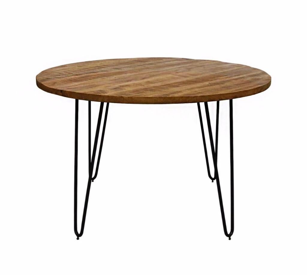 Kick Mango Houten Eettafel Rond 120cm, Ophalen, 100 tot 150 cm, Rond, Zo goed als nieuw