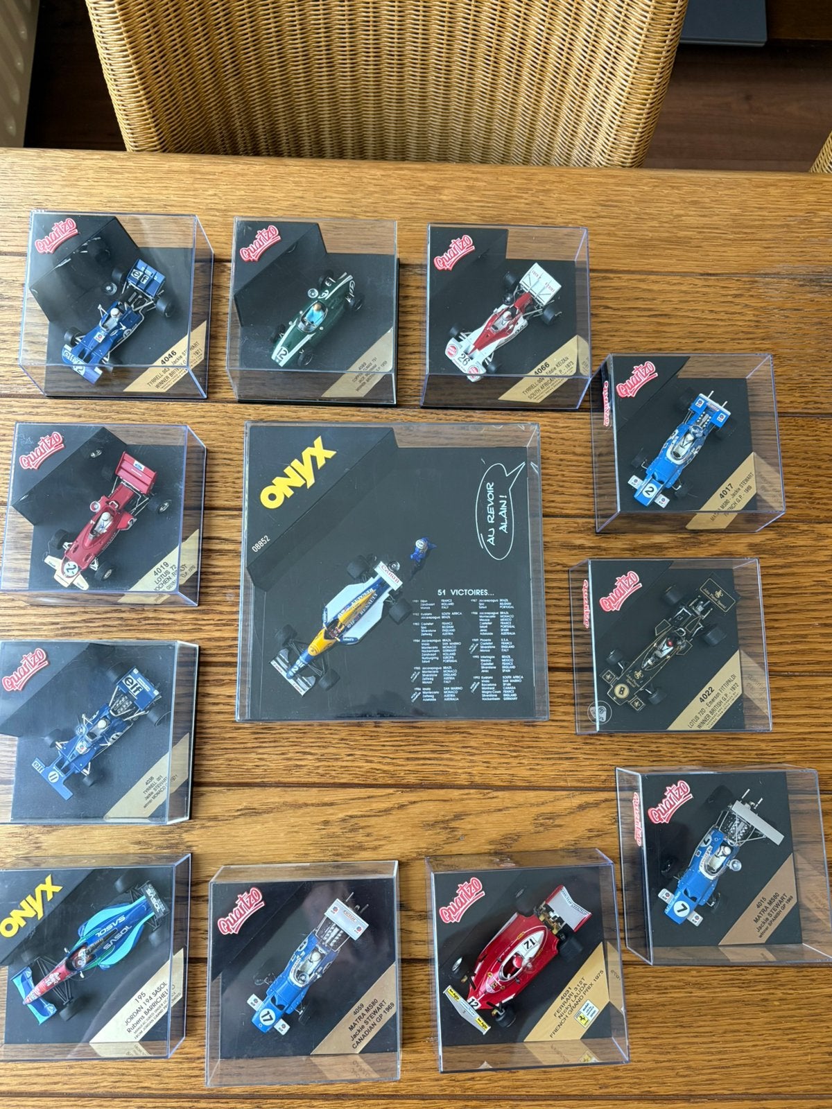 12 Miniatuur F1 autootjes legendarische coureurs, Ophalen of Verzenden, Zo goed als nieuw, Auto's