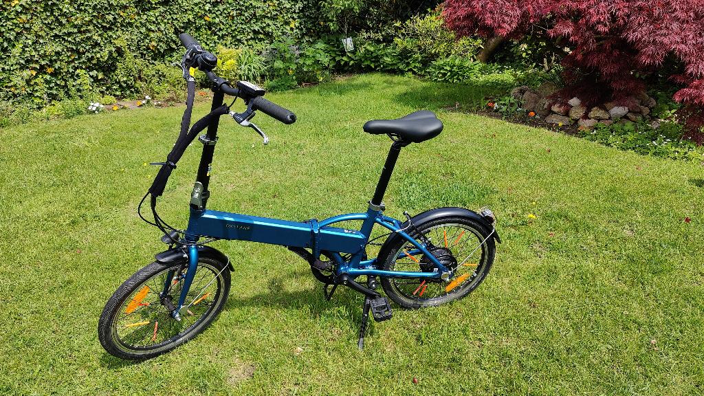 Oxylane tilt 500e elektrische vouwfiets (2022), 20 inch of meer, Velgrem, Versnellingen, Zo goed als nieuw