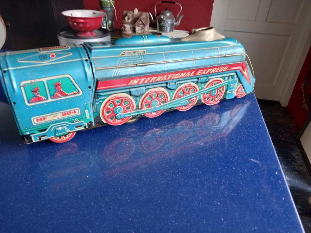 Vintage international express blikken trein, Ophalen of Verzenden