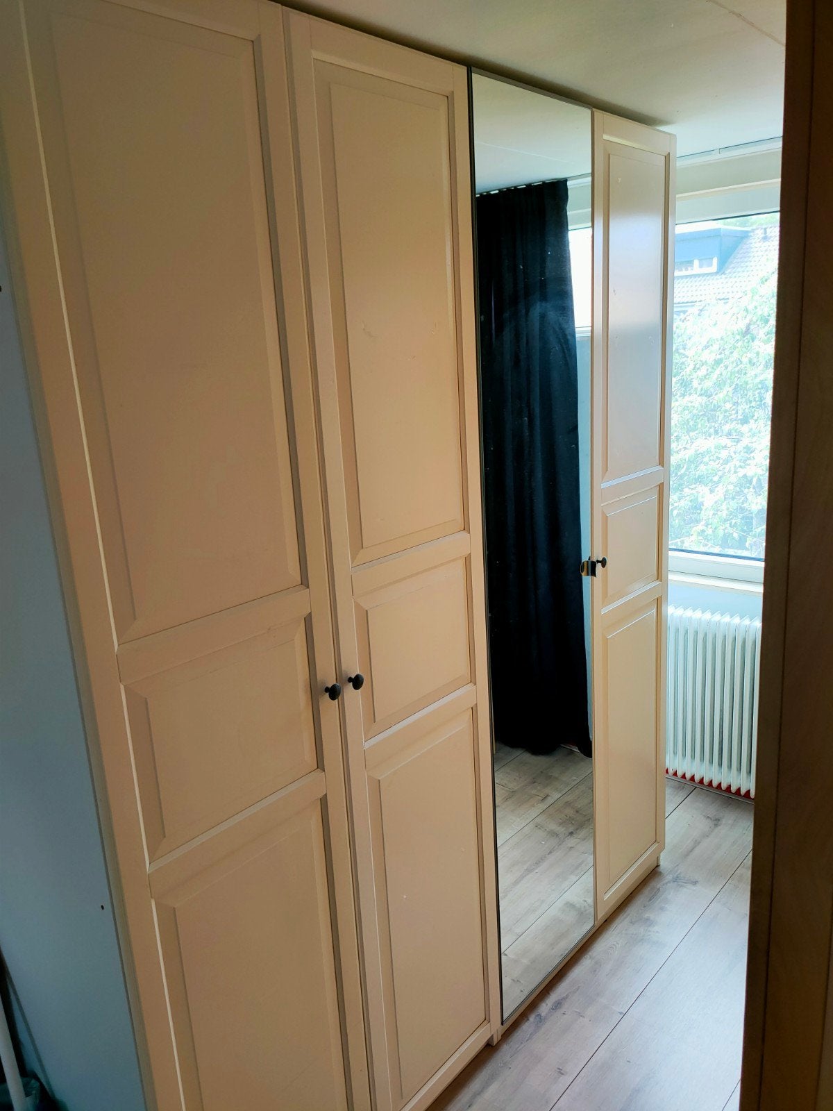 IKEA Pax Kast - 2 meter breed met spiegeldeur en lades, Gebruikt, 200 cm of meer, 200 cm of meer, 50 tot 75 cm