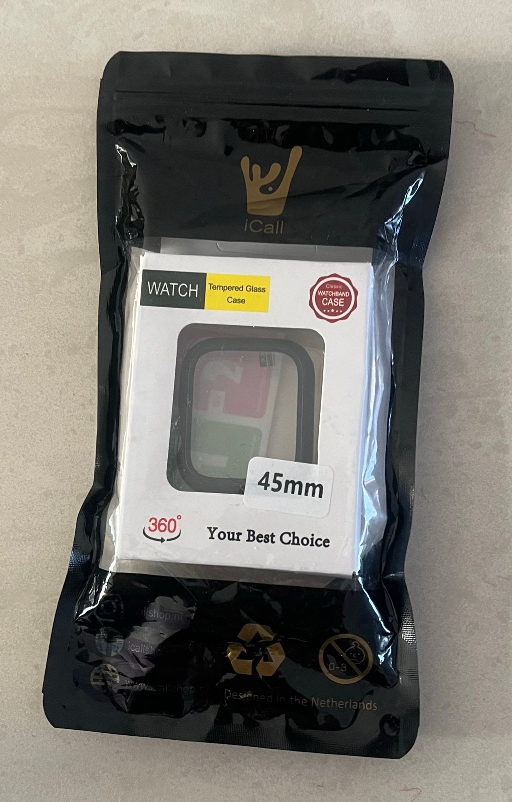 iCall Watch Tempered Glass Case 45mm - Nieuw, Ophalen of Verzenden, Nieuw