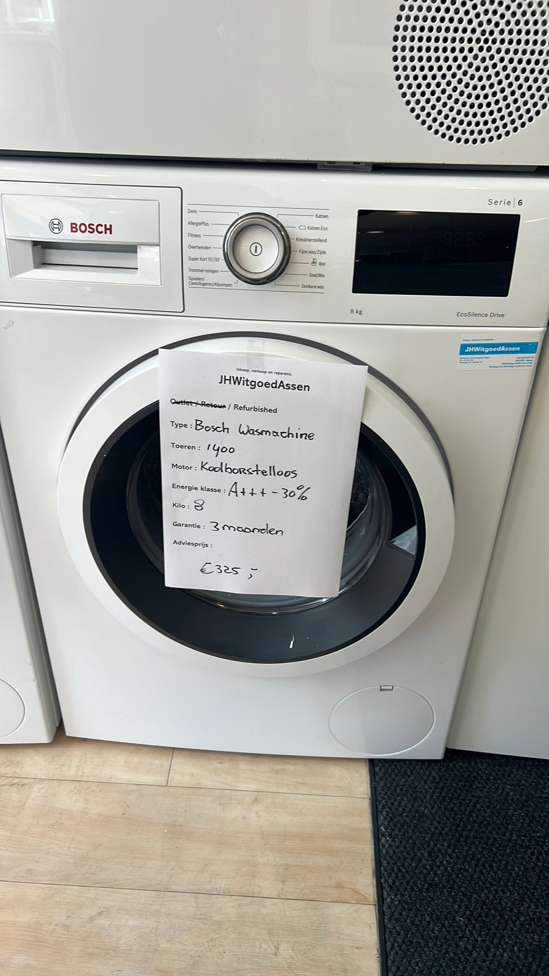 Bosch serie 6 wasmachine 8kg A+++-30%. Bezorgs en garantie., 1200 tot 1600 toeren, Minder dan 85 cm, Jhwitgoedassen, 8 tot 10 kg