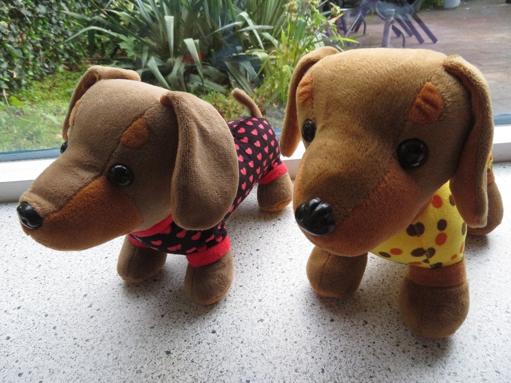 Hond teckel tekkel merk BEARY BEARS rood of geel, Zo goed als nieuw, Wasbaar, Middelgroot (20 tot 80 cm), Meerkleurig