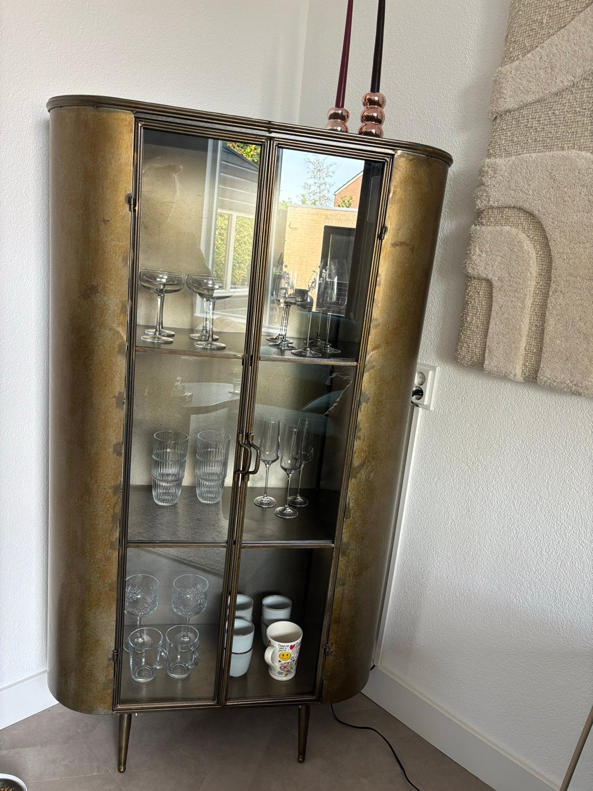 Gouden vitrinekast van PTMD, Huis en Inrichting, Ophalen, Gebruikt, 50 tot 100 cm, Metaal